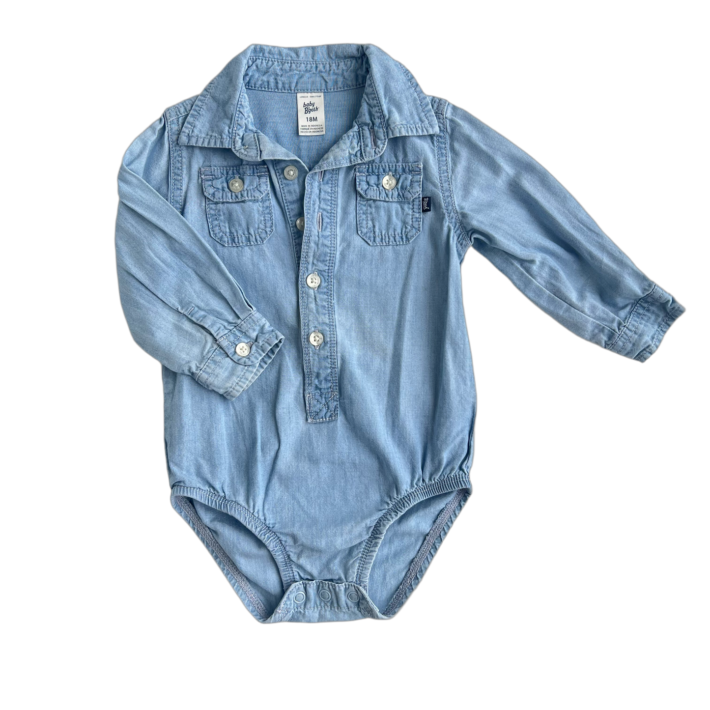 Baby B'Gosh Denim Long Sleeve Onesie (18 Month)