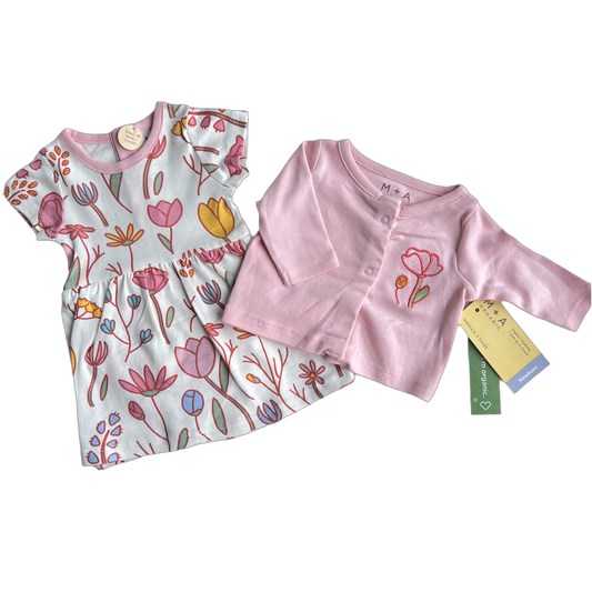 Monica + Andy Tulip Dress & Cardian Set (Newborn)