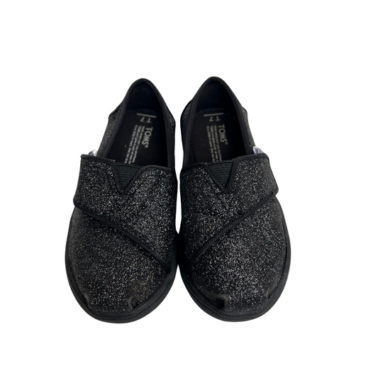 Toms Black Glitter Slip Ons (Size 7)