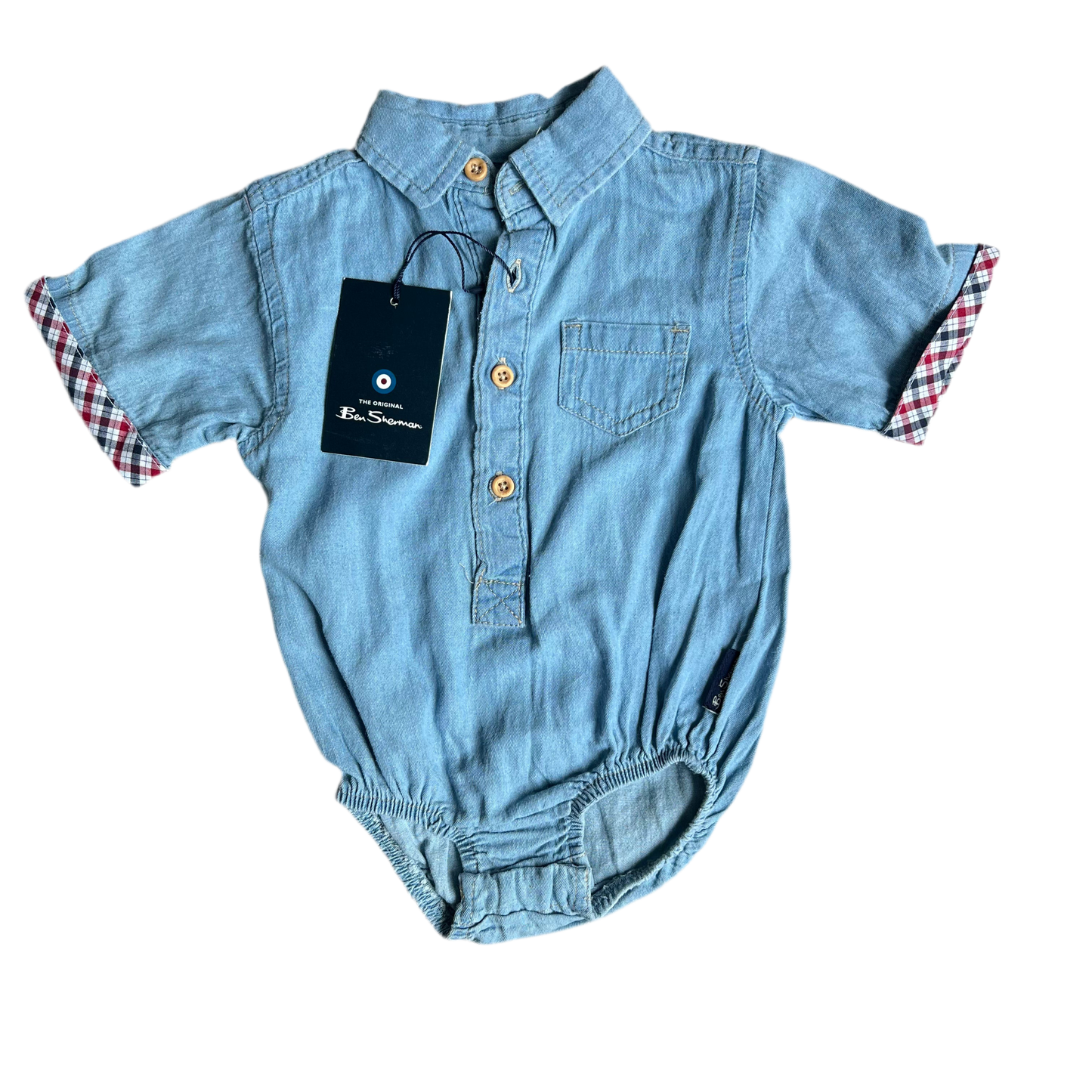Ben Sherman Long Sleeve Collared Onesie (6-9 Mo.)