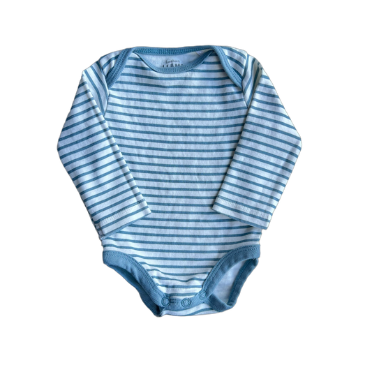 Blue Stripe Long Sleeve Onesie (3 Month)
